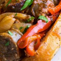 Italian Sausage With Peppers & Onions · Toasted roll with sautéed onions, green peppers, with homemade tomato sauce, melted mozzarel...