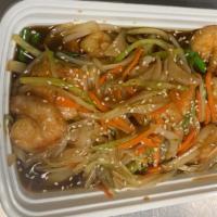 Teriyaki Shrimp · Served with fried rice.