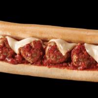 Meatball Sub · Meatballs in a marinara sauce covered with mozzarella cheese.