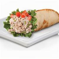 Tuna Pita · A healthy portion of tuna on a grilled pita. Served with melted Swiss American cheese, lettu...