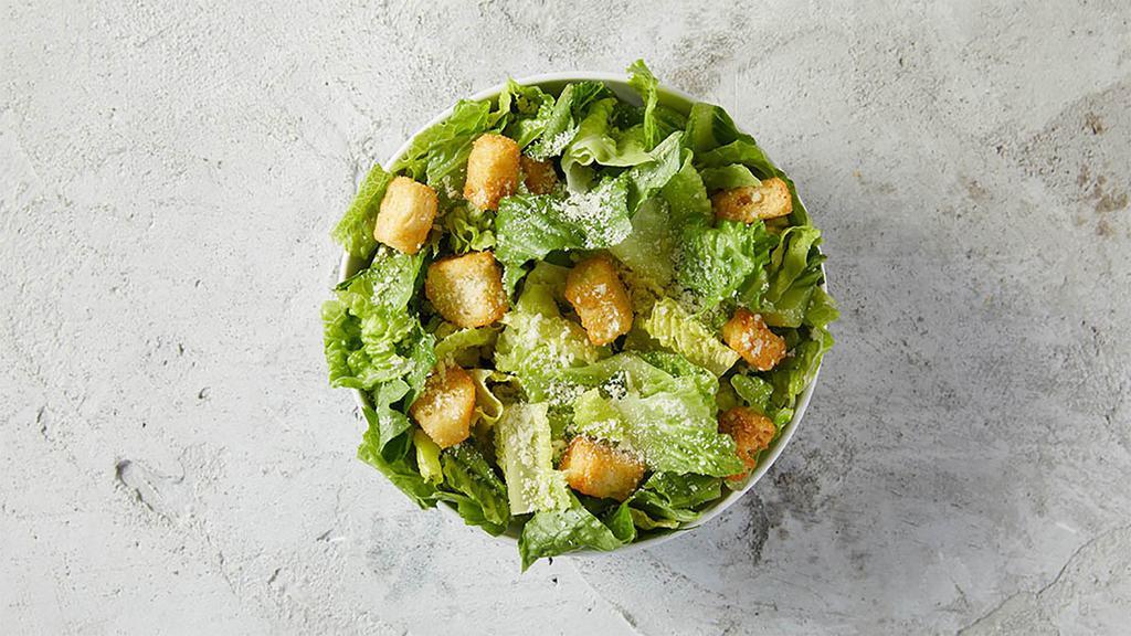 Small Caesar Salad · Romaine lettuce, Romano Cheese, and Croutons 

Ranch, Caesar, Light Italian, and 1000 Island dressing available upon request