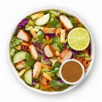 Thai Chicken Crunch · Extra Crisp Romaine + Shredded Cabbage, Oven Roasted Chicken, Sliced Carrots, Sliced Cucumbe...