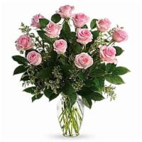 Say Something Sweet Bouquet · Say it sweeter with this feminine bouquet of a dozen ballet pink roses and lush greens in a ...
