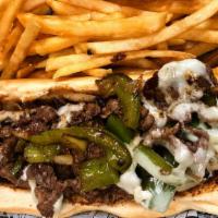 All-Star Ribeye Philly · Hand-carved Choice Ribeye seared with grilled onions and peppers topped with melted provolon...