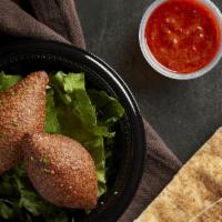 Falafel · Three pieces. A ground chick peas mixed with our spices, deep fried and served with tahini s...