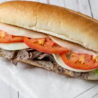 Philly Steak · Steak, roasted peppers, onions & melted provolone cheese.