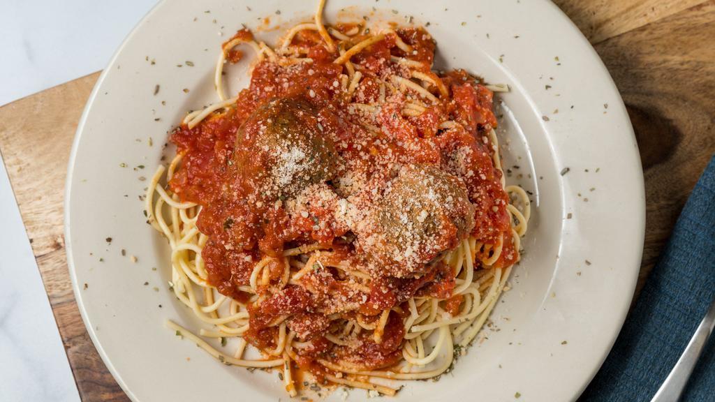 Spaghetti With Meatballs
 · Spaghetti topped in our homemade meatballs.