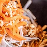 Citrus Pad Thai · Sweet tamarind citrus sauce, rice noodle, bean. sprout, carrot, scallion, lime, toasted pean...