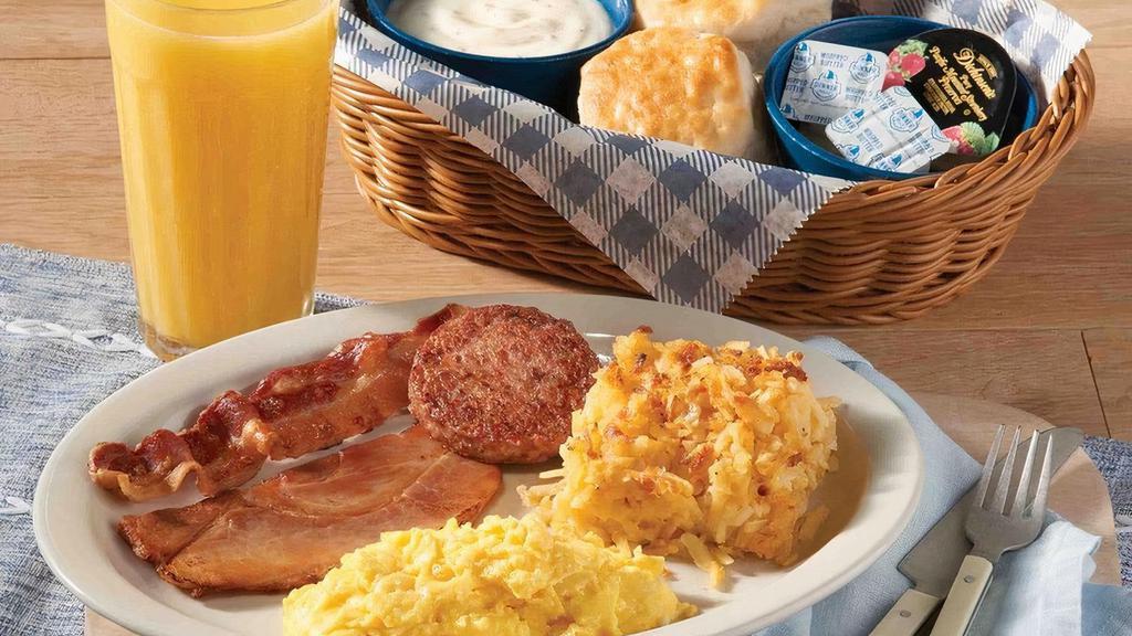 Build Your Own Homestyle Breakfast · Now you can choose breakfast the way you like it. Enjoy two eggs or egg whites any way you want 'em. Plus Biscuits n' Gravy and your choice of meat and a side.