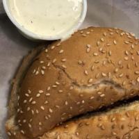 Chicken Ranch Sandwich · Hand-breaded, deep-fried chicken breast, pickles and ranch on a freshly baked, sesame seed b...