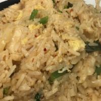 Thai Basil Fried Rice · Your choice of chicken or beef, vegetable or pork with bell pepper, egg, onion, Thai chili p...