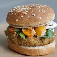 2 - Housemade Vegan Burger · Housemade vegan patty made of quinoa, black eyed peas, kale, roasted mushrooms, and sweet po...