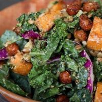 Superfood Salad - Regular · Lacinato kale, crispy chickpeas, butternut squash, sunflower seeds, nutritional yeast, and g...