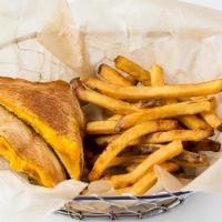 Grilled Cheese Meal · Tillamook yellow cheddar cheese melted on Texas toast. Served with fries OR fruit & veggie c...