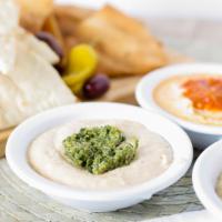 Pick 3 Appetizer · Select a trio of appetizer options with your choice of baked or soft pita.