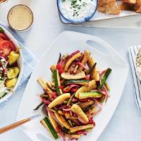 Grilled Veggie Feast For 6 · Grilled zucchini, squash, red peppers, red onions, and asparagus