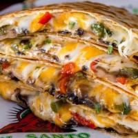 Sexy Shrooms Quesadilla · Mushrooms. Peppers, Queso blend