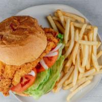 Grouper Sandwich · Served on a kaiser roll with caribbean sauce and sweet potato fries.