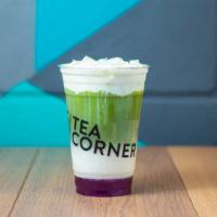 Lavender Matcha Latte · A sweet, creamy, and wonderfully fruity Matcha with thick milk foam and lavender.
