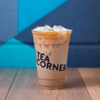 Corner Milk Tea · Our Signature milk tea, a classic black milk tea base with a hint of caramel.