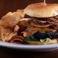 Southern Bbq Burger · 8oz burger topped with homemade BBQ sauce, thick . smoked bacon, melted cheddar cheese, and ...
