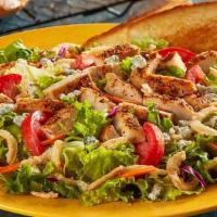 The Blue Zalad® - Buffalo · Mixed greens, red cabbage, carrots, Roma tomatoes, blue cheese crumbles, fried onions, and B...