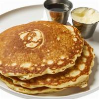 Pancakes · Buttermilk pancakes or specialty flavor pancakes in full and half stacks.