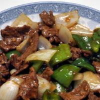 Pepper Steak With Onions · Beef only. Green pepper and white onions in brown sauce.