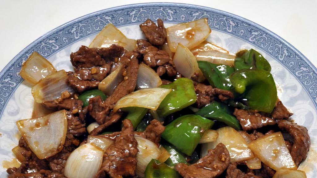 Pepper Steak With Onion · Sliced tenderloin beef with green peppers & onions.