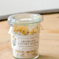Italian Calendula & Chive Savory Salt · European Flat crystal salts are flavored with sweet pot marigold (calendula) and aromatic ch...