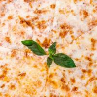 Margherita Pizza · Fresh mozzarella cheese tomato sauce and basil.