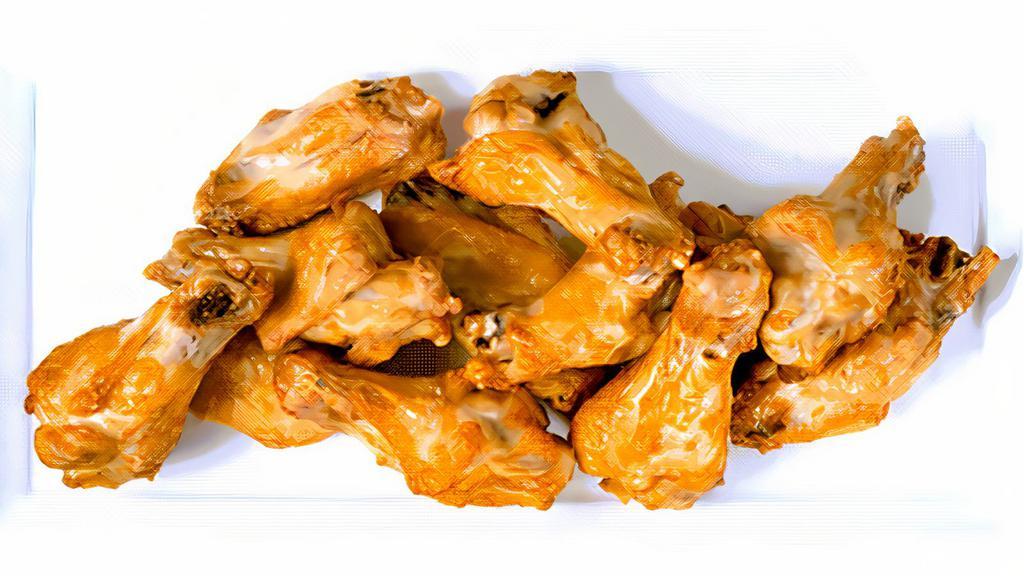 Plain Wings · A full pound of oven-roasted plain chicken wings baked to perfection and served with ranch or Bleu Cheese dressing on the side.