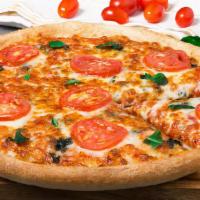 Margarita · Sarpino's traditional pan pizza baked to perfection and topped with ripe tomatoes, our signa...