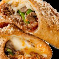 Steak Calzone · Thinly sliced steak,sauteed onions,green peppers,fresh mushrooms,our signature gourmet chees...