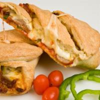 Sausage Supreme Calzone · Mild Italian sausage, meatballs, onions, red bell peppers, Sarpino's gourmet cheese blend an...