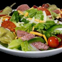 Antipasto Salad · Crisp Romaine lettuce, fresh onions, crunchy green peppers, freshly sliced salami and pepper...