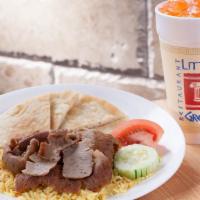 Kid'S Gyro Platter · Gyro meat served with rice, tomato, cucumber and pita bread.