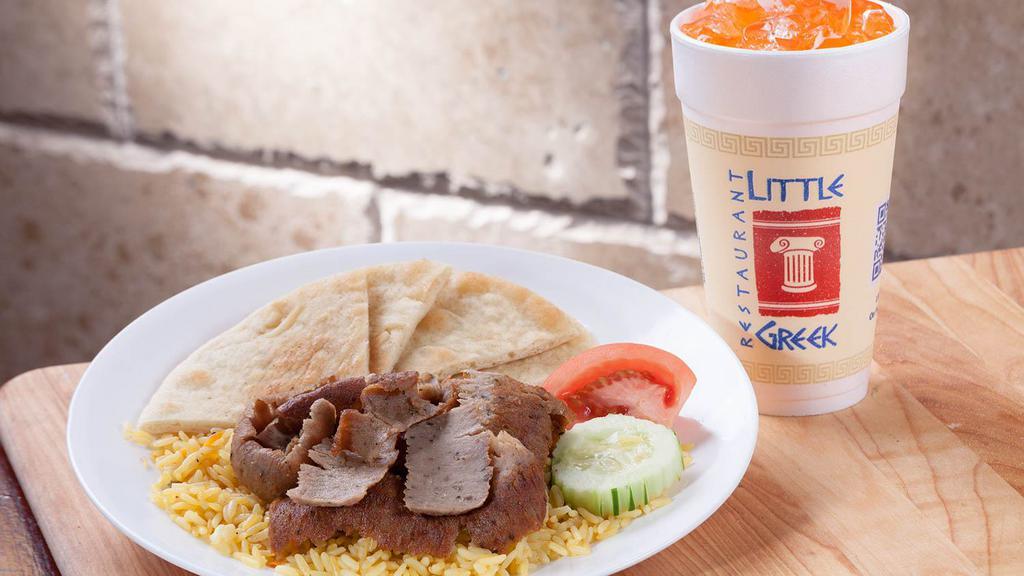 Kid'S Gyro Platter · Gyro meat served with rice, tomato, cucumber and pita bread.