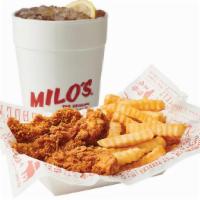 Chicken Tenders (4Pcs) Combo · Includes: 4 juicy tenders with your choice of two sauces, regular fries & regular drink.