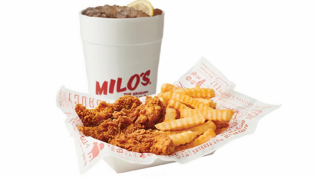 Chicken Tenders (4Pcs) Combo · Includes: 4 juicy tenders with your choice of two sauces, regular fries & regular drink.