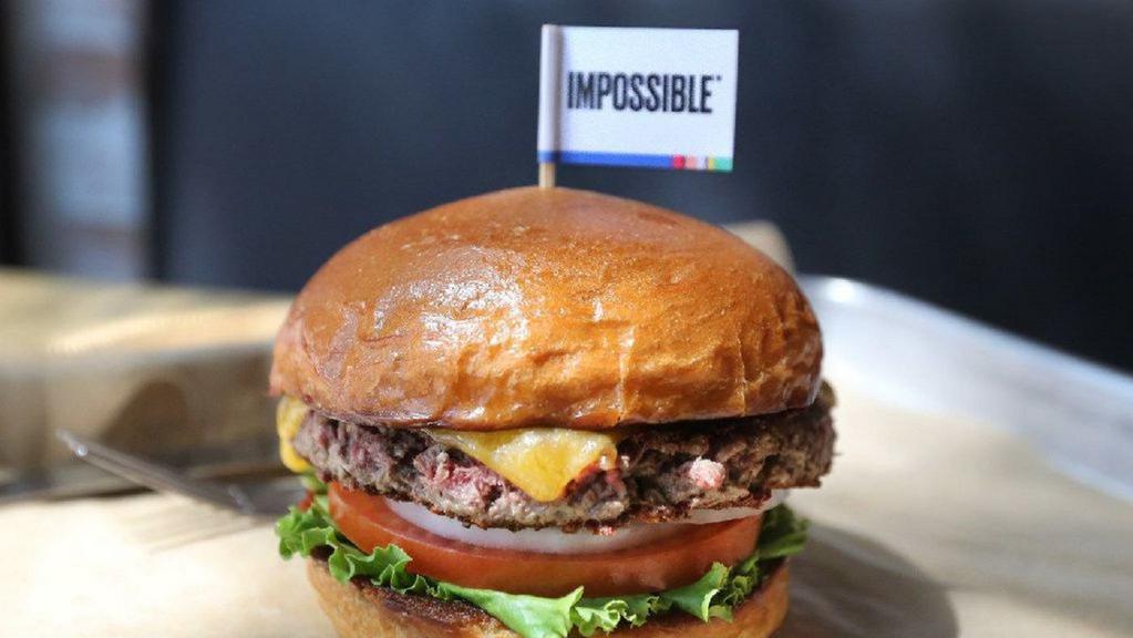 Impossible™ Burger · Lettuce, tomato, pickle on a butter brioche bun.

Consuming raw or undercooked meats, poultry, seafood, shellfish, or eggs may increase your risk of foodborne illness.
