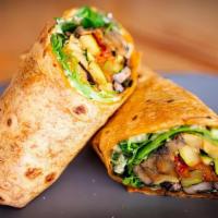 Roasted Veggie Wrap · Zucchini, Squash, Bell Pepper, Mushroom, Eggplant, Green Leaf, Santa Fe Dressing, Hummus + S...