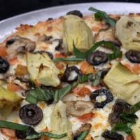Veggie Pizza · 12 in. cheese pizza topped with mushrooms, olives,banana peppers, jalapenos, bell peppers, a...