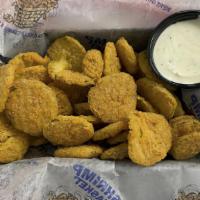 Fried Pickles Chips(Cal 280) · Hand breaded and fried dill pickles, served with our house made buttermilk ranch dressing fo...