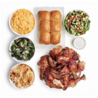 Chicken For Six · One and a half chickens, 4 Texas-size sides. Served with your choice of rolls or chips and s...