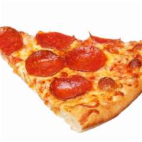 Pepperoni Pizza Slice · Exquisite slice of pepperoni pizza.