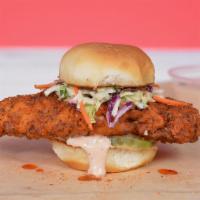 Nashville Style Hot Chicken Sandwich · Nashville style hot chicken sandwich made with a jumbo, buttermilk herb marinated, double ha...