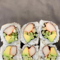 California Maki · Vinaigrette Sushi Rice, Sesame Seed, Seaweed Paper, Imitation Crab, Avocado and Cucumber.
