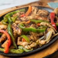 Fajita · Comes with onions, bell peppers and meat of choice. Served with rice, beans and 3 flour tort...
