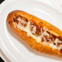 Meatball Parm · Signature meatballs and gravy smothered in mozzarella and provolone cheeses. Toasted on fres...